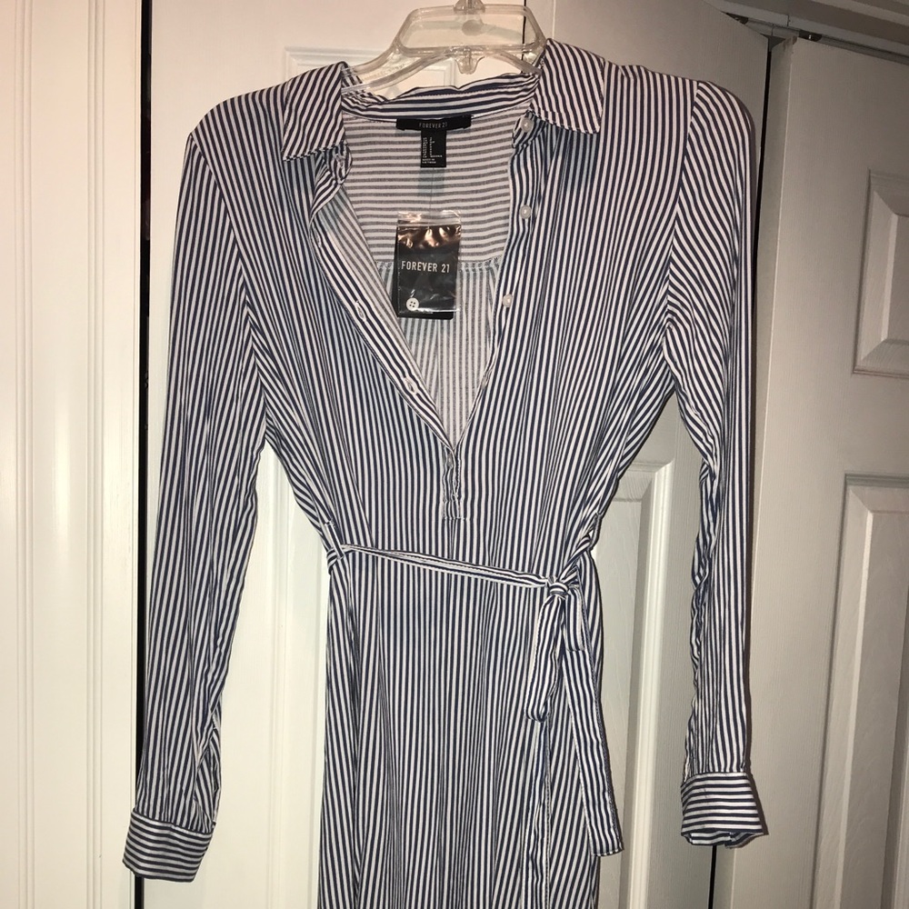 Button down striped mini dress